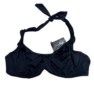 NWT Pour Moi Women's Underwired Halter Bikini Top Black Size 38D